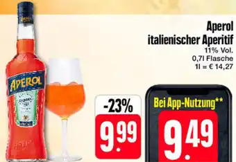 Edeka Aperol italienischer Aperitif 0,7 L Flasche Angebot