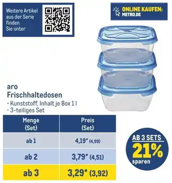 METRO aro Frischhaltedosen Angebot