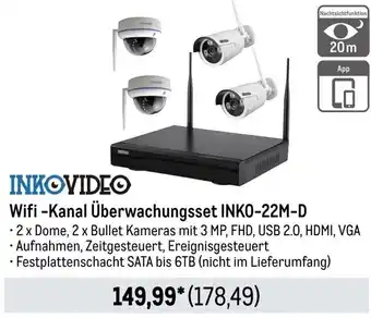 METRO INKOVIDEO Wifi -Kanal Überwachungsset INKO-22M-D Angebot