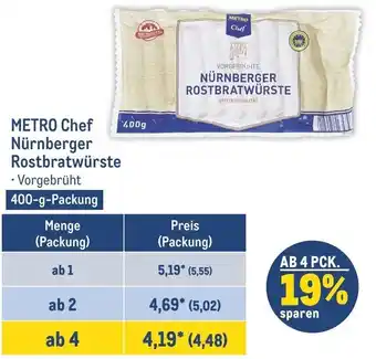 METRO METRO Chef Nürnberger Rostbratwürste 400 g Packung Angebot