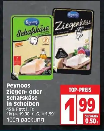 Edeka Peynoos Ziegen- oder Schafskäse in Scheiben 100g Angebot