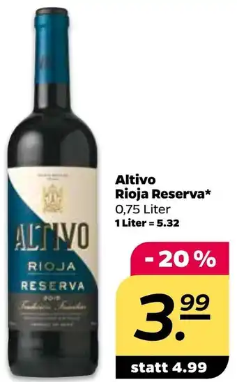 NETTO Altivo Rioja Reserva 0,75L Angebot