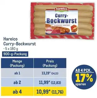 METRO Hareico Curry-Bockwurst 900-g-Packung Angebot