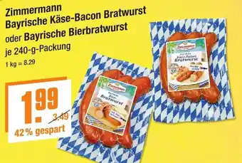 V Markt Zimmermann Bayrische Käse-Bacon Bratwurst oder Bayrische Bierbratwurst 240-g-Packung Angebot