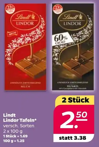 NETTO Lindt Lindor Tafeln 2x100g Angebot