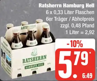 Edeka Ratsherrn Hamburg Hell 6 x 0,33 Liter Flaschen Angebot