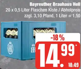 Edeka Bayreuther Brauhaus Hell 20 x 0,5 Liter Flaschen Angebot