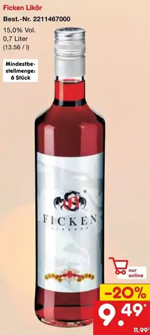 Netto Marken-Discount Ficken Likör 0,7 Liter Angebot