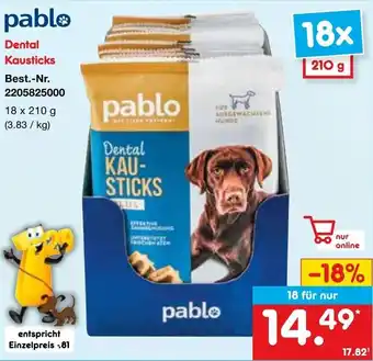 Netto Marken-Discount Pablo Dental Kausticks 18 x 210 g Angebot