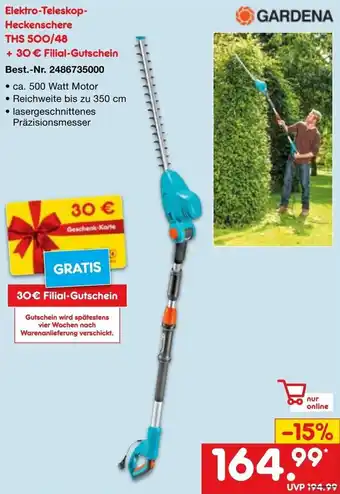 Netto Marken-Discount GARDENA Elektro-Teleskop-Heckenschere THS 500/48 Angebot