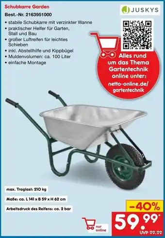 Netto Marken-Discount JUSKYS Schubkarre Garden Angebot