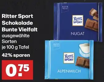 Handelshof Ritter Sport Schokolade Bunte Vielfalt 100 g Tafel Angebot