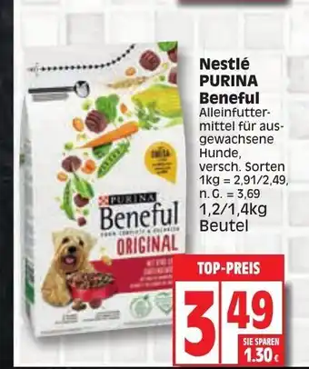 Edeka PURINA Beneful Alleinfutter-mittel für aus- gewachsene Hunde, versch. Sorten 1.2/1.4kg Angebot