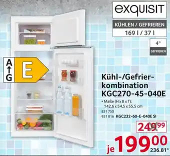 Selgros Exquisit Kühl-/Gefrierkombination KGC270-45-040E Angebot