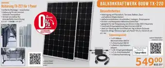 Selgros TECHNAXX BALKONKRAFTWERK 600W TX-220 Angebot