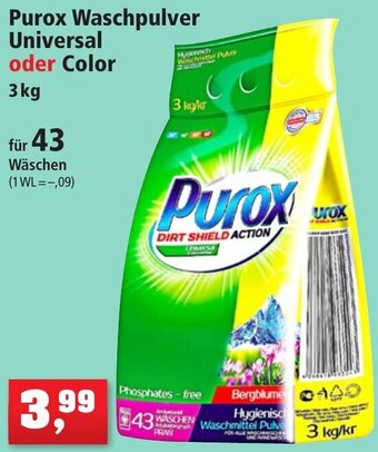 Thomas Philipps Purox Waschpulver Universal oder Color 3 kg Angebot