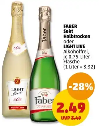 PENNY FABER Sekt Halbtrocken oder LIGHT LIVE 0,75-Liter-Flasche Angebot