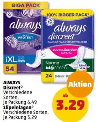 PENNY ALWAYS Discreet oder Slipeinlagen Angebot