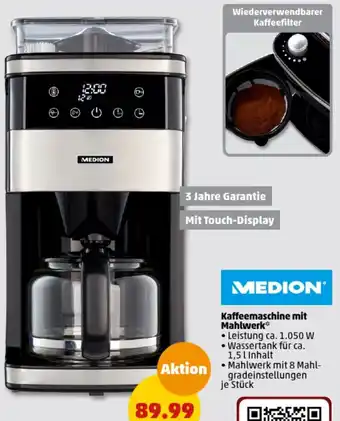 PENNY MEDION Kaffeemaschine mit Mahlwerk Angebot