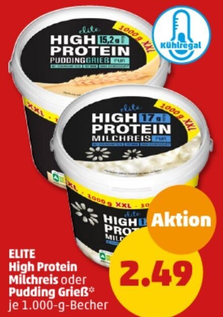 ELITE High Protein Milchreis oder Pudding Grieß 1.000-g-Becher Angebot ...
