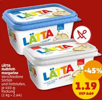 PENNY LÄTTA Halbfettmargarine 450 g Packung Angebot