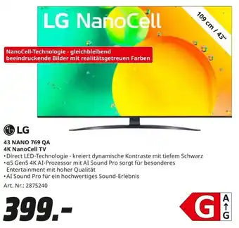 MediaMarkt LG 43 NANO 769 QA 4K NanoCell TV Angebot