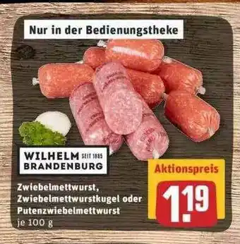 REWE Zwiebelmettwurst, Zwiebelmettwurstkugel Oder Putenzwiebelmettwurst Angebot