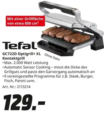 MediaMarkt Tefal GC722D Optigrill+ XL Kontaktgrill Angebot