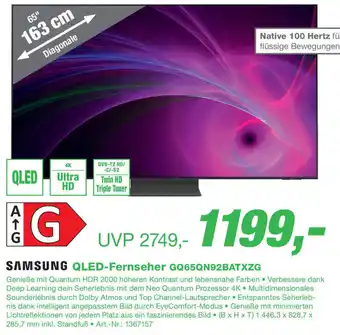 EP SAMSUNG QLED-Fernseher GQ65QN92BATXZG Angebot