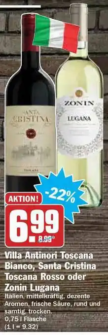 Hit Villa Antinori Toscana Bianco, Santa Cristina Toscana Rosso Oder Zonin Lugana Angebot