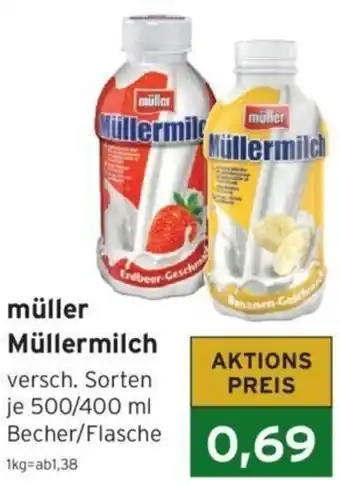 CAP Markt müller Müllermilch 500/400 ml Becher/Flasche Angebot