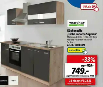 Lidl Küchenzeile „eiche Sonoma Sägerau” Respekta Angebot