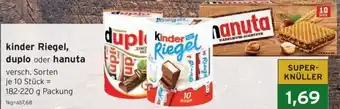 CAP Markt kinder Riegel, duplo oder hanuta 182-220 g Packung Angebot