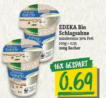 NP Discount Edeka Bio Schlagsahne Angebot