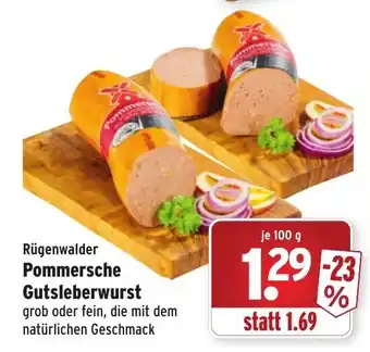 Wasgau Rügenwalder Pommersche Gutsleberwurst 100g Angebot