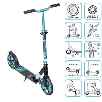 Decathlon Muuwmi aluminium scooter deluxe 205 mm türkis Angebot