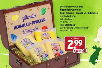 Wasgau Erlebnis Sennerei Zillertal Heumilch Juwelen, Opal, Diamant, Granat oder Edelstein je 45% Fett i. Tr. 150g oder Goldstück Angebot