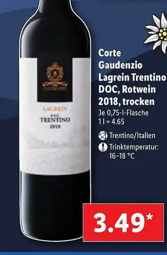 Lidl Corte Gaudenzio Lagrein Trentino DOC, Rotwein 2018, Trocken Angebot