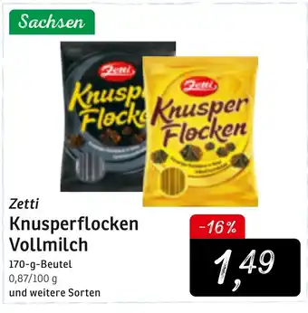 KONSUM Zetti Knusperflocken Vollmilch 170g Beutel Angebot