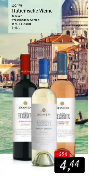 KONSUM Zonin Italienische Weine 0,75L Angebot