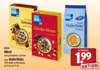 Wasgau Kölln Müsli oder Haferfleks 375-600g Angebot