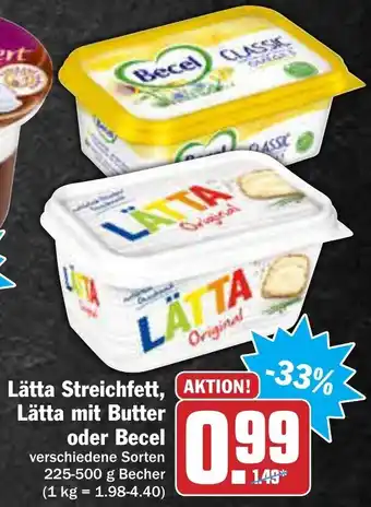 AEZ Lätta Streichfett, Lätta mit Butter oder Becel 225-500g Becher Angebot