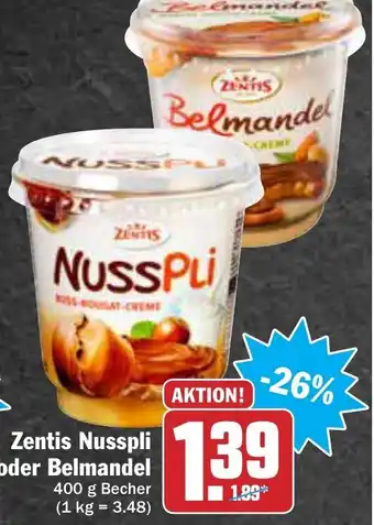 AEZ Zentis Nusspli oder Belmandel 400g Becher Angebot