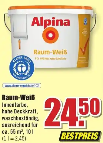 B1 Discount Baumarkt Alpina Raum-Weiß 10 L Angebot