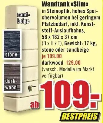 B1 Discount Baumarkt Wandtank »Slim« Angebot