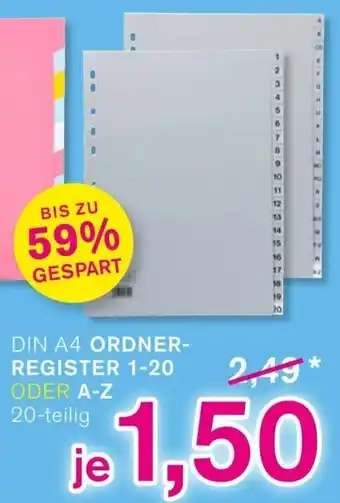 KODi DIN A4 ORDNER-REGISTER 1-20 ODER A-Z Angebot