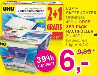 KODi UHU LUFTENTFEUCHTER ODER 3ER PACK NACHFÜLLER 3 x 450 g Angebot