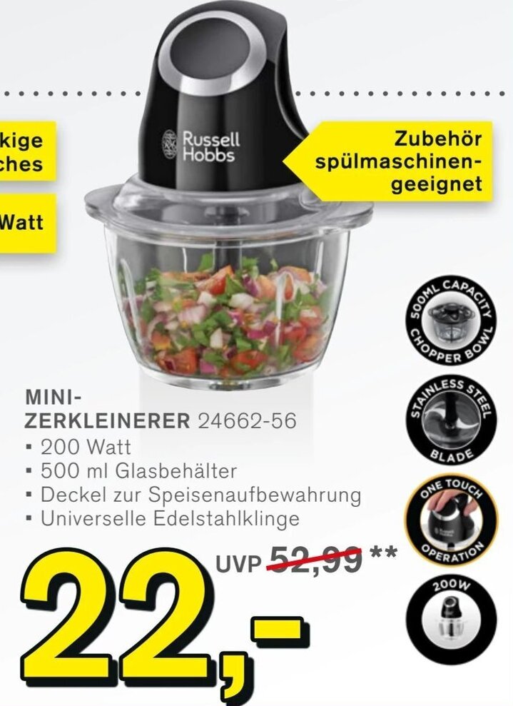 Russell Hobbs Mini ZERKLEINERER 2466256 200 Watt Angebot bei KODi