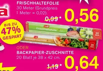 KODi FRISCHHALTEFOLIE 30 Meter  ODER BACKPAPIER-ZUSCHNITTE 20 Blatt Angebot