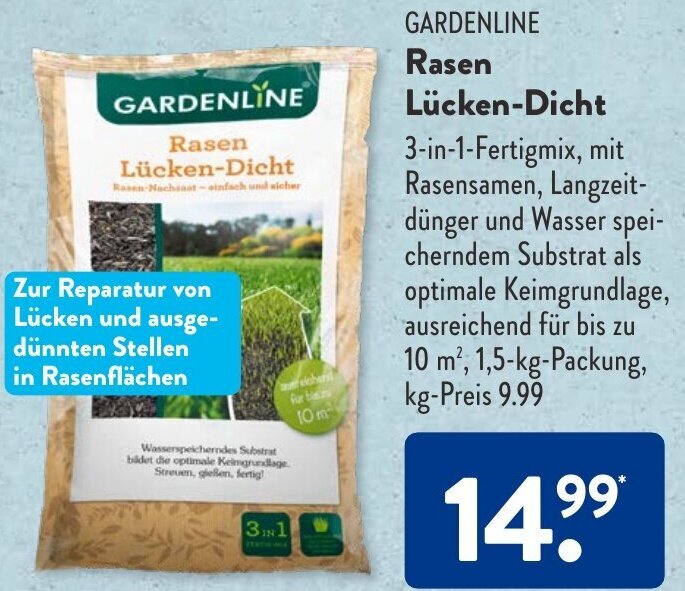 GARDENLINE Rasen LückenDicht Angebot bei Aldi Süd